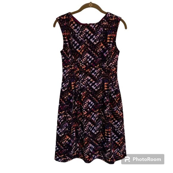 Vince Camuto Psychedelic Abstract Sleeveless Pleated Mini Dress Red Size 2 - Picture 1 of 5